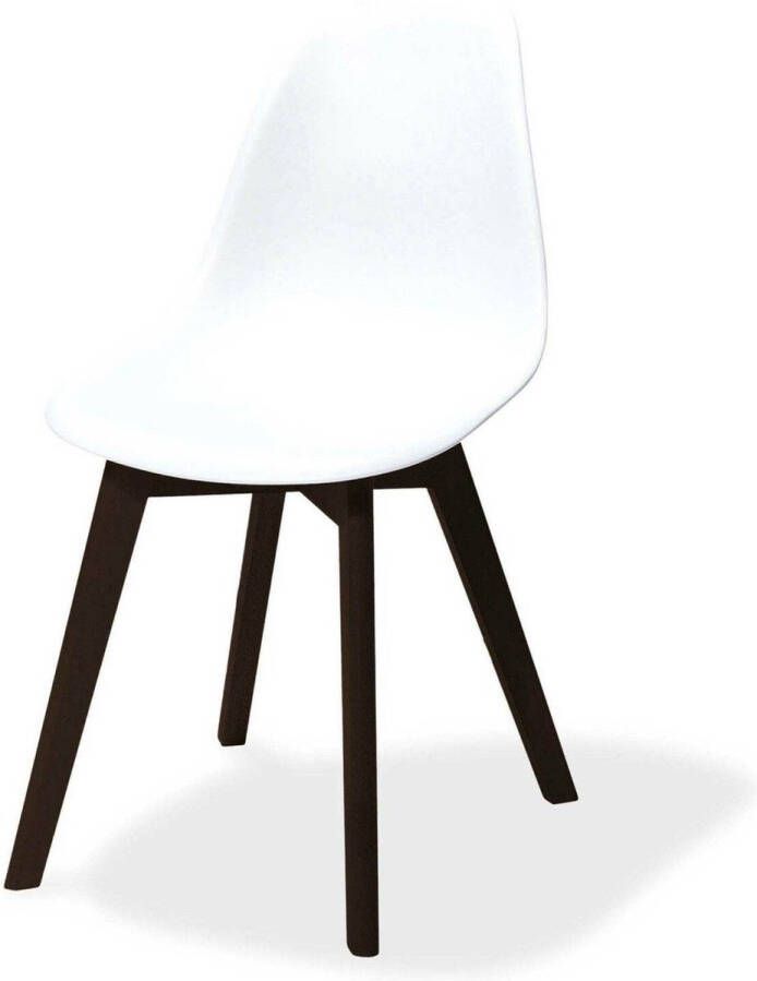Essentials Keeve Stapelbare stoel wit berkenhouten frame en kunststof zitting SET VAN 4