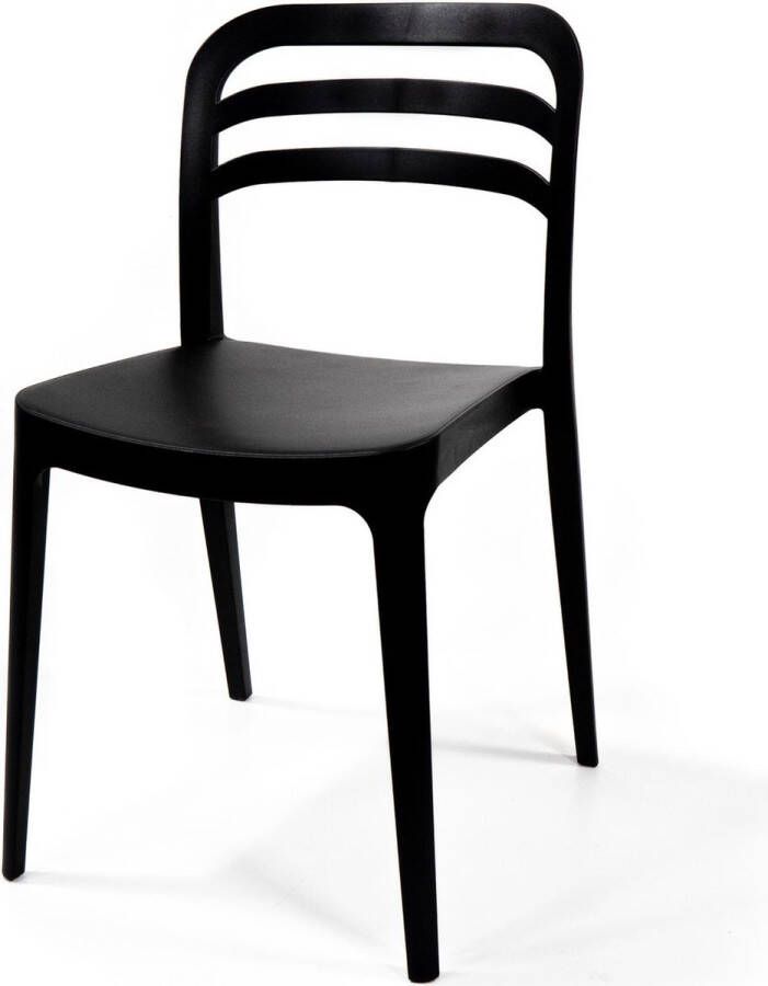 Huismerk Essentials Wave stoel zwart set van 6 stapelstoel Plastic 5092