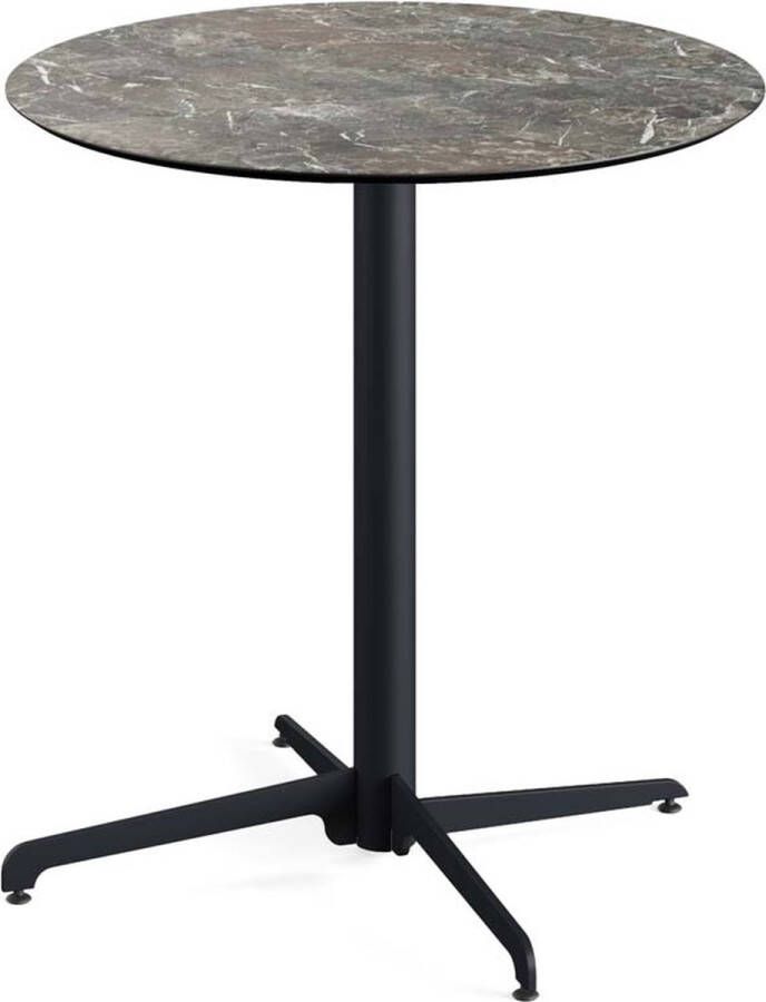 Essentials X Cross Terrastafel Zwart Frame + Galaxy Marble HPL 70 cm 110031570 Horeca & Professioneel