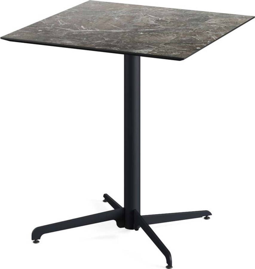 Essentials X Cross Terrastafel Zwart Frame + Galaxy Marble HPL 70x70 cm 110031577 Horeca & Professioneel