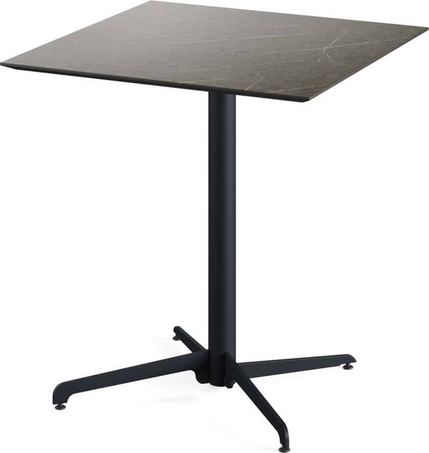 Essentials X Cross Terrastafel Zwart Frame + Midnight Marble HPL 70x70 cm 110031677 Horeca & Professioneel