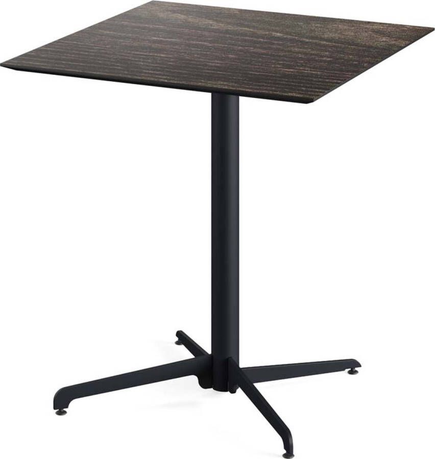 Essentials X Cross Terrastafel Zwart Frame + Riverwashed Wood HPL 70x70 cm 110031477 Horeca & Professioneel