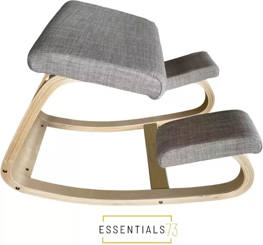 Essentials73 Ergonomische Kniestoel – Bureaustoel – Balansstoel – Knie stoel Werkkruk Schommelstoel Linnen – Ergochair Houten kruk – Kniekruk – Schommelen Kantoor