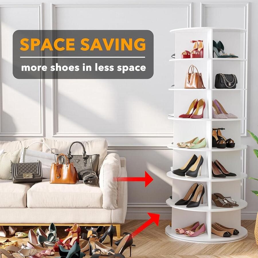 Essenziale Schoenenrek 360 draaibaar roterende schoenenorganizer schoenenkast organizer voor tassen hoeden en accessoires https: storage.myshopify.com