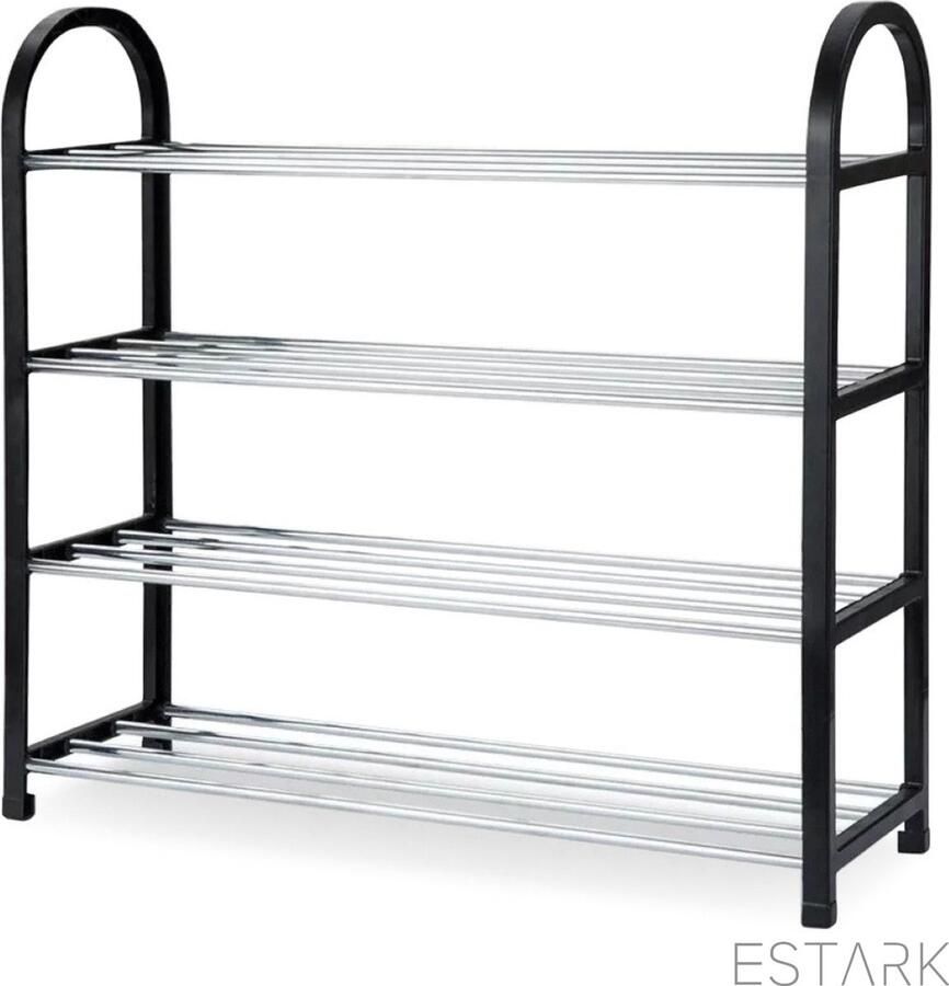 ESTARK Schoenenrek Praktische Schoenenkast XXL Zwart Metaal Schoenen Rek Kast Opbergkast Shoe Rack Voor 20 Schoenen Schoenenrek 10 Paar