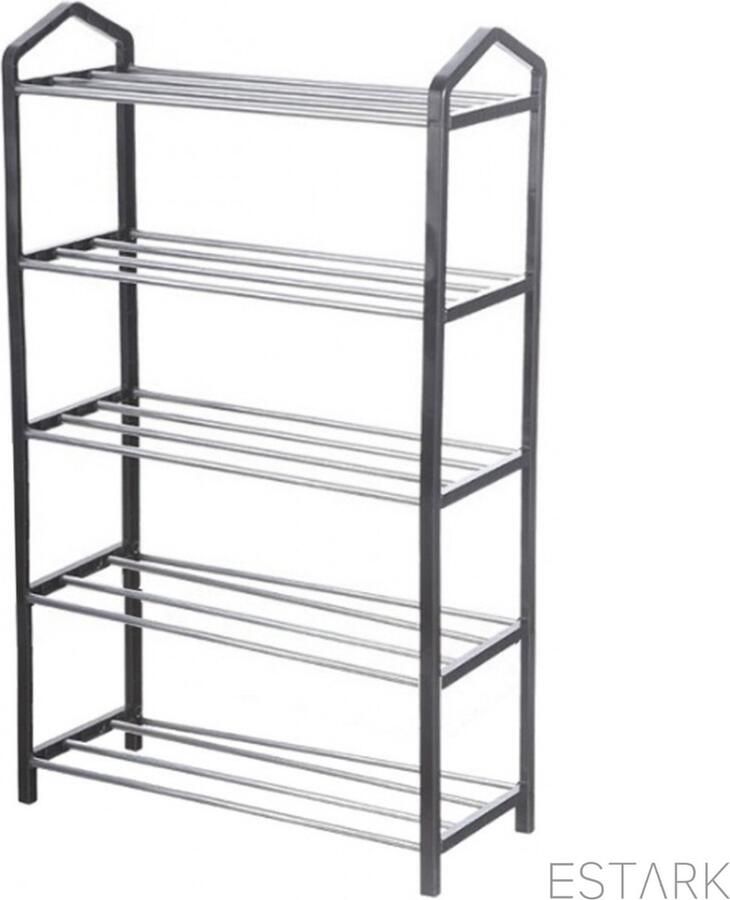 ESTARK Schoenenrek Praktische Schoenenkast XXL Zwart Metaal Shoenen Rek Kast Opbergkast Shoe Rack Voor 20 Schoenen Schoenenrek 10 Paar