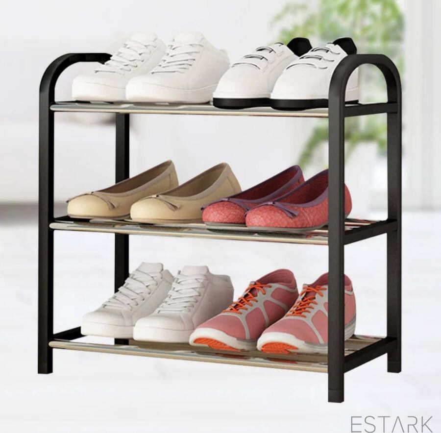 ESTARK Schoenenrek Praktische Schoenenkast XXL Zwart kunststof Schoenen Rek Kast Opbergkast Shoe Rack Voor 12 Schoenen Schoenenrek 6 Paar
