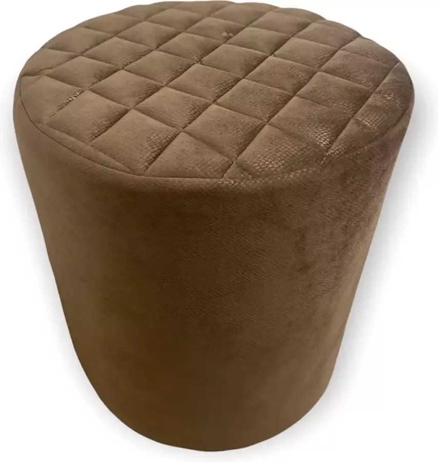 Estilo Custom Poef rond kleur bruin bovenkant ruit