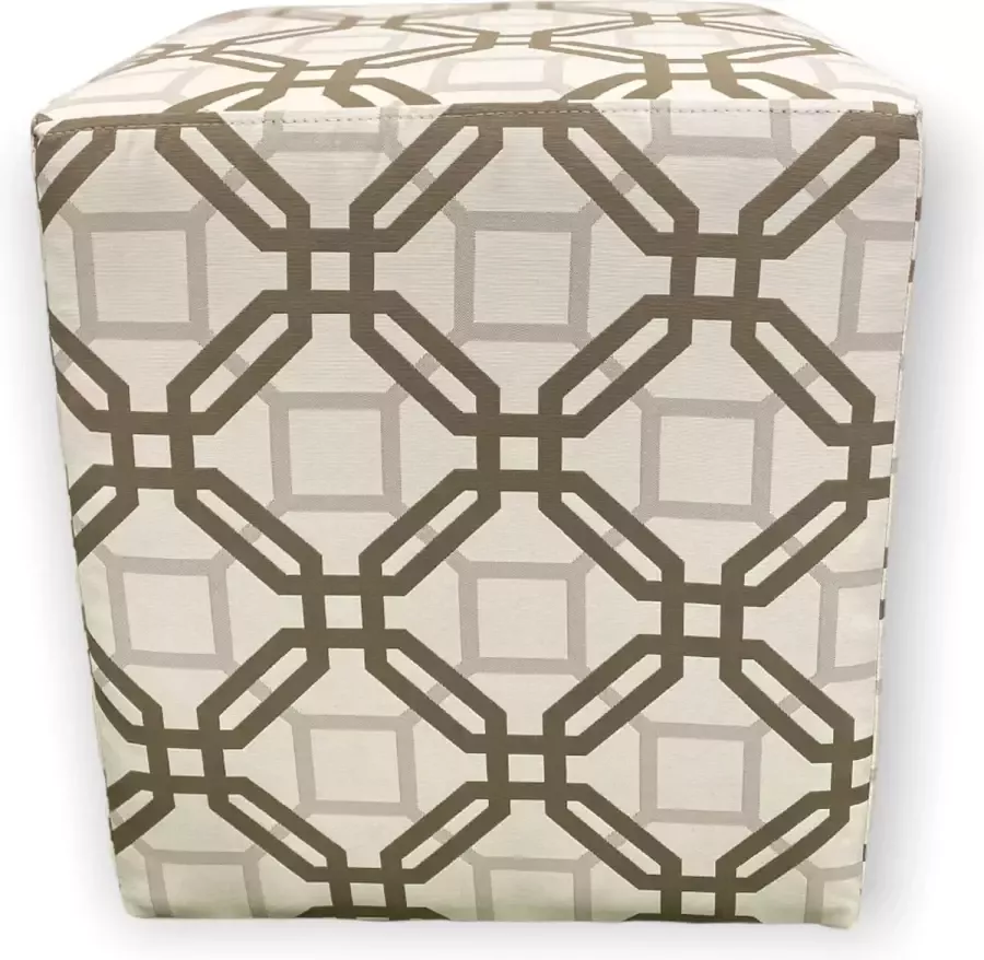 Estilo Custom Poef vierkant kleur creme wit stof natadola