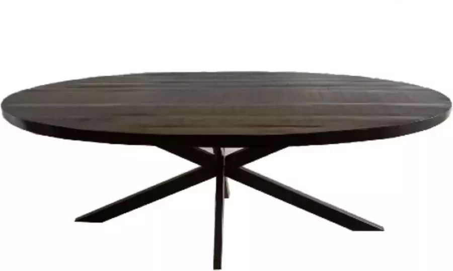 Mangoe Meubels Tafel ovaal mangohout 210 cm zwart