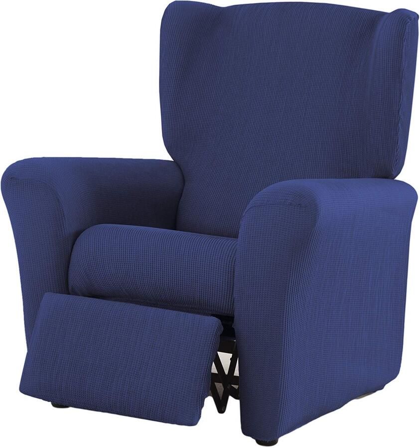 Estoralis Berta Modern Design Relax Fauteuilhoes Elastische jacquardstof Blauw Voor fauteuils van 70 tot 90 cm. Fauteuilbescherming Aanpasbaar aan alle soorten fauteuils