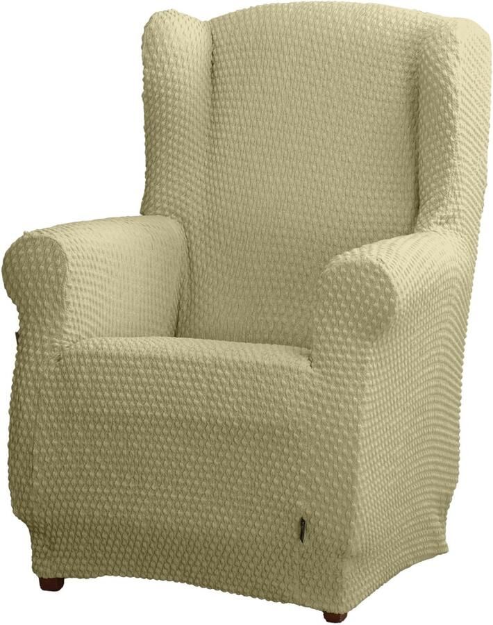 Estoralis Borneo Superelastische vleugelstoelhoes Maximaal aanpassingsvermogen Kleur C 02 Crème Hoes voor oorfauteuilmaten van 70 tot 110 cm.| Aanpasbaar aan alle soorten fauteuils