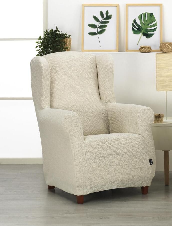 Estoralis Java Superelastische vleugelstoelhoes Maximaal aanpassingsvermogen Kleur C 01 Naturel Hoes voor oorfauteuilmaten van 70 tot 110 cm. Aanpasbaar aan alle soorten fauteuils