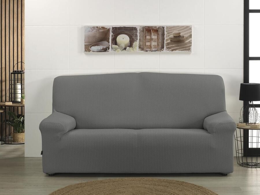 Estoralis Sumatra Superelastische bankhoes Maximaal aanpassingsvermogen Kleur C 10 Parelgrijs Hoes 1-zitsbank maat van 70 tot 110 cm. Aanpasbaar aan alle soorten fauteuils