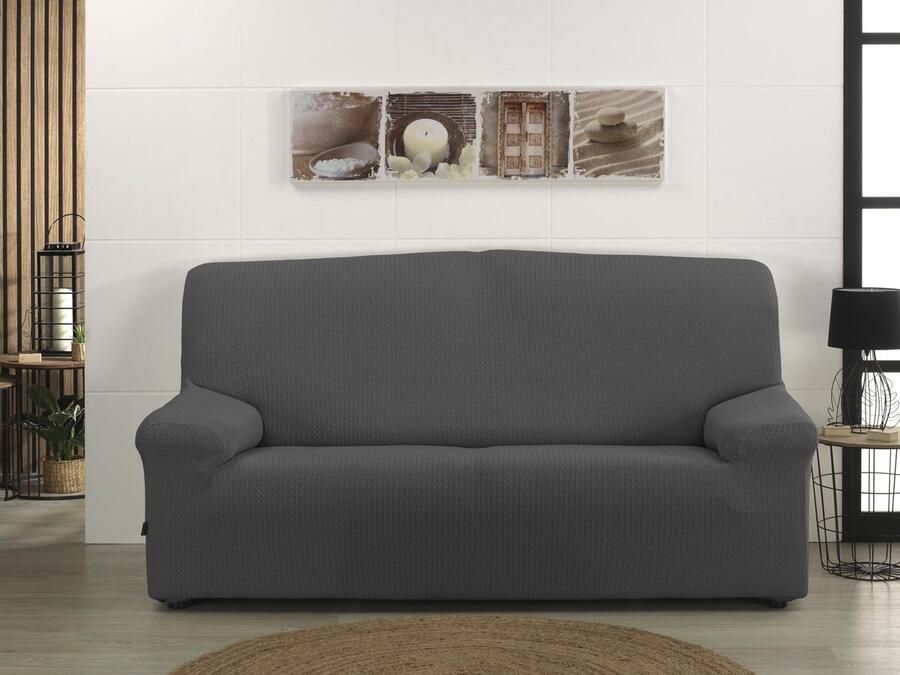 Estoralis Sumatra Superelastische bankhoes Maximaal aanpassingsvermogen Kleur C 11 Donkergrijs Hoes 1-zitsbank maat van 70 tot 110 cm. Aanpasbaar aan alle soorten fauteuils