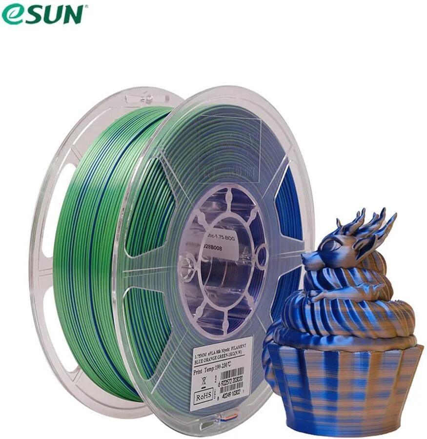 ESUN ePLA-Silk-Mystic Blauw oranje groen Blue orange green 1kg 1.75mm 3D printer filament