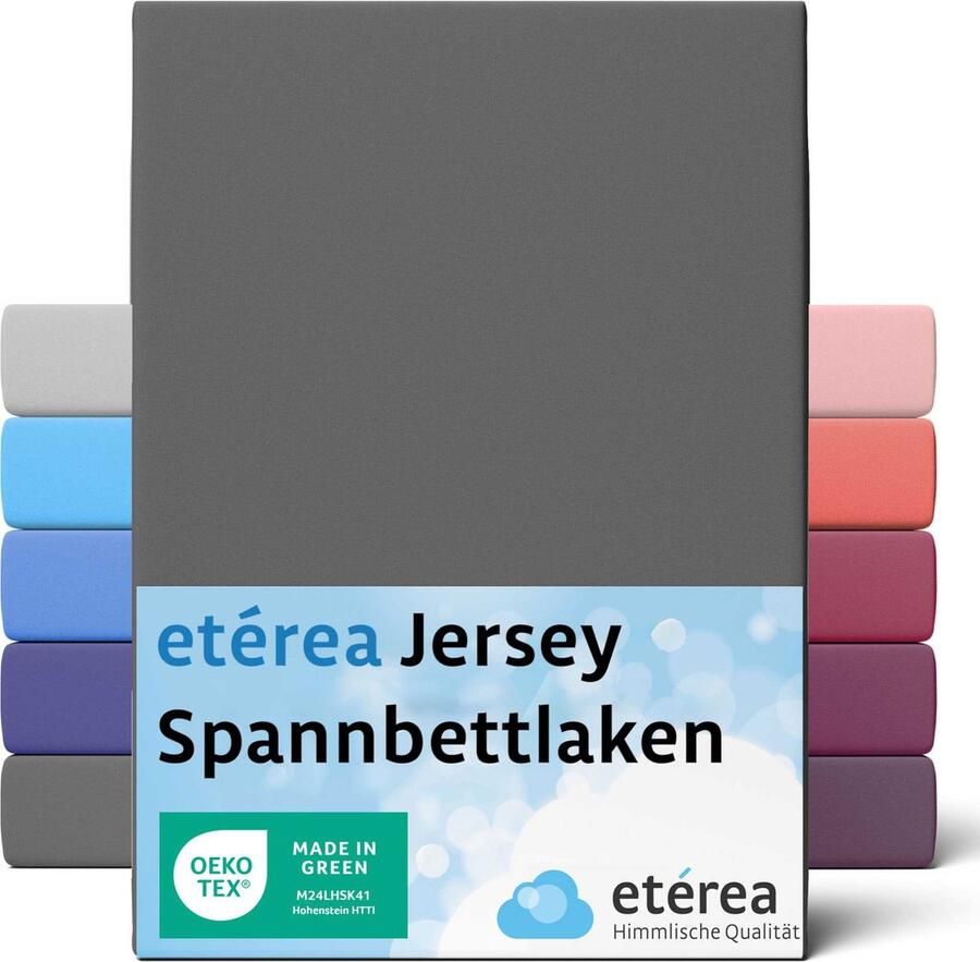 Etérea Himmlische Qualität Comfort Jersey Hoeslakens 90x200-100x200 cm 100% katoen hoeslaken bedlaken tot 25 cm matras antraciet