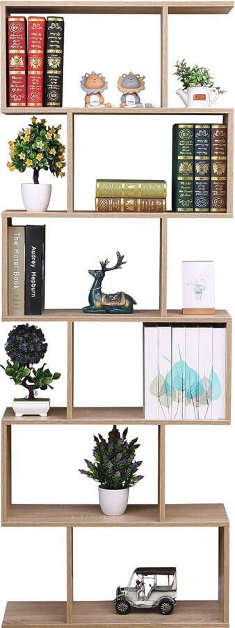 ‎ETNIC ART ETNIC ART Moderne en eigentijdse boekenkast dubbelzijdig van hout voor cd's modern rek eiken – 70 x 23 5 x 190 cm boekenrek rek voor de woonkamer