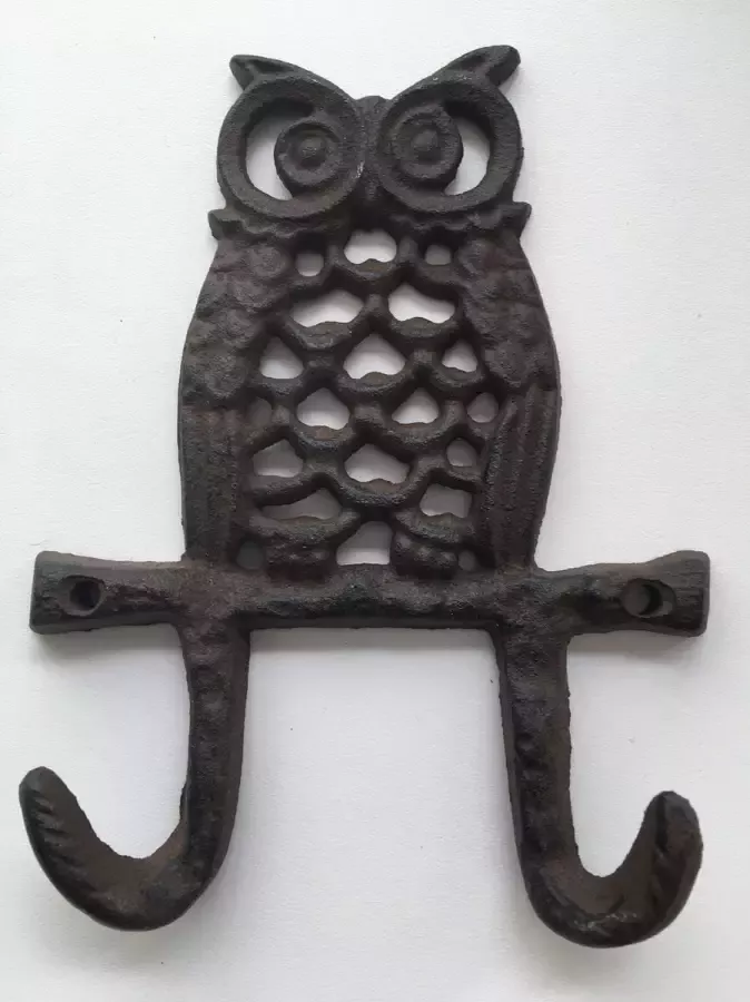 ETW Garderobe haak op basis van een uil metaal gietijzer 2 haaks