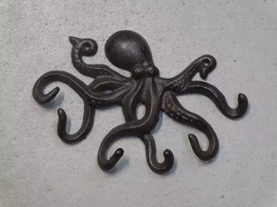 ETW Kapstok Octopus 6 haken gietijzer donkerbruin