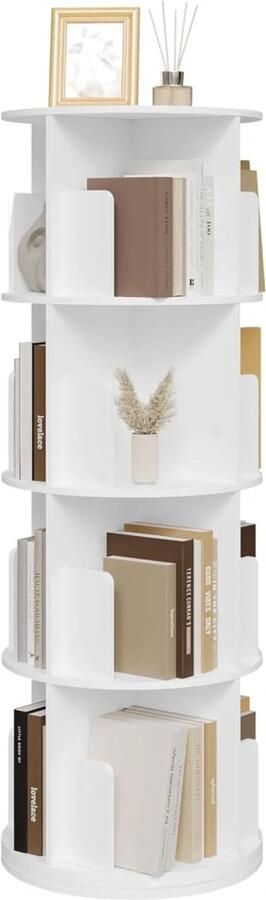 EUGAD Draaibare Boekenplank – Boekenkast – 360° Rotatie 4 Niveaus 16 Vakken – Ruimtebesparende Opbergkast voor Boeken Speelgoed en Decoratie