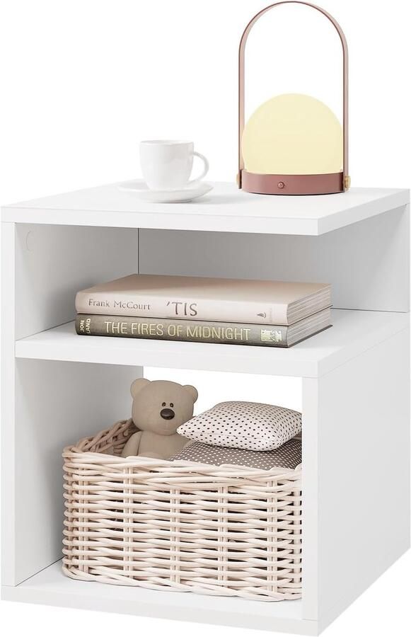 EUGAD nachtkastje wit bijzettafel met 2 open vakken 35x41x35 cm nachtkastje voor boxspringbed ruimtebesparend nachtkastje voor woonkamer slaapkamer