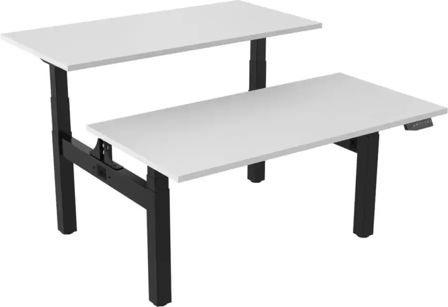 Euroseats Elektrisch Verstelbaar Zit-Sta Frame Duo Bureau Wit Blad Zwart (RAL9005) 140x80cm - Foto 2