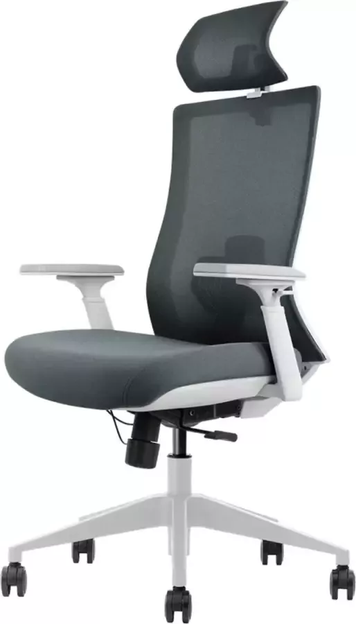 Euroseats ergonomische bureaustoel met hoofdsteun Verona. Uitvoering rug & zitting Donkergrijs. Voldoet aan de NEN EN 1335 norm