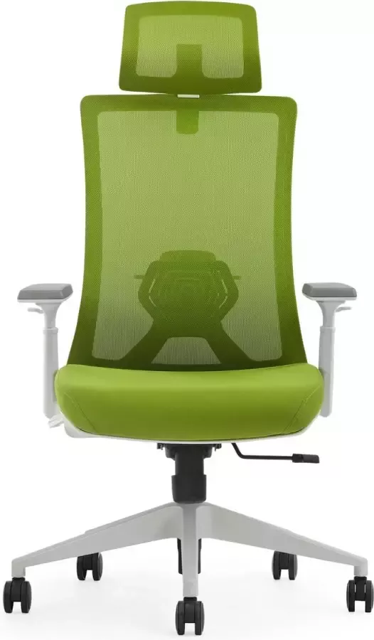 Euroseats ergonomische bureaustoel met hoofdsteun Verona. Uitvoering rug & zitting groen. Voldoet aan de NEN EN 1335 norm