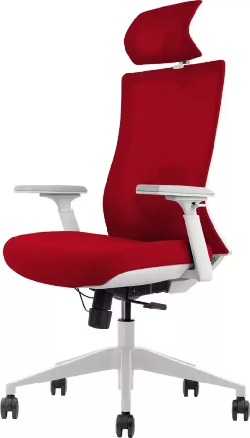 Euroseats ergonomische bureaustoel met hoofdsteun Verona. Uitvoering rug & zitting Rood. Voldoet aan de NEN EN 1335 norm