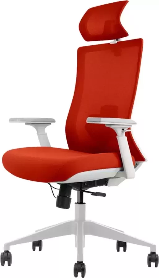 Euroseats Euroseat ergonomische bureaustoel met hoofdsteun Verona. Uitvoering rug & zitting oranje. Voldoet aan de NEN EN 1335 norm