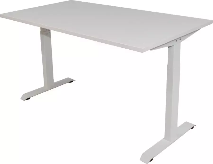 Euroseats OrangeLabel Desk met wit onderstel en blad Wit in de maat 120x80. Instelbaar van 62-84cm