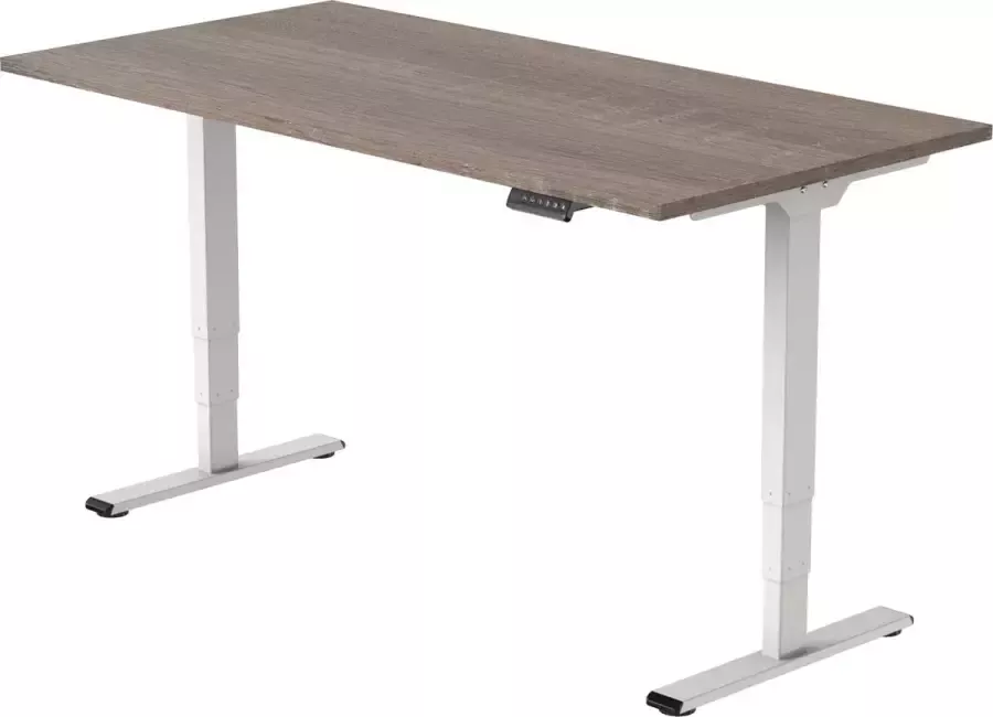 Euroseats OrangeLabel elektrisch zit sta bureau Eco frame wit. Voldoet aan de NEN EN 527. Inclusief Robson Eik blad maat 140x80