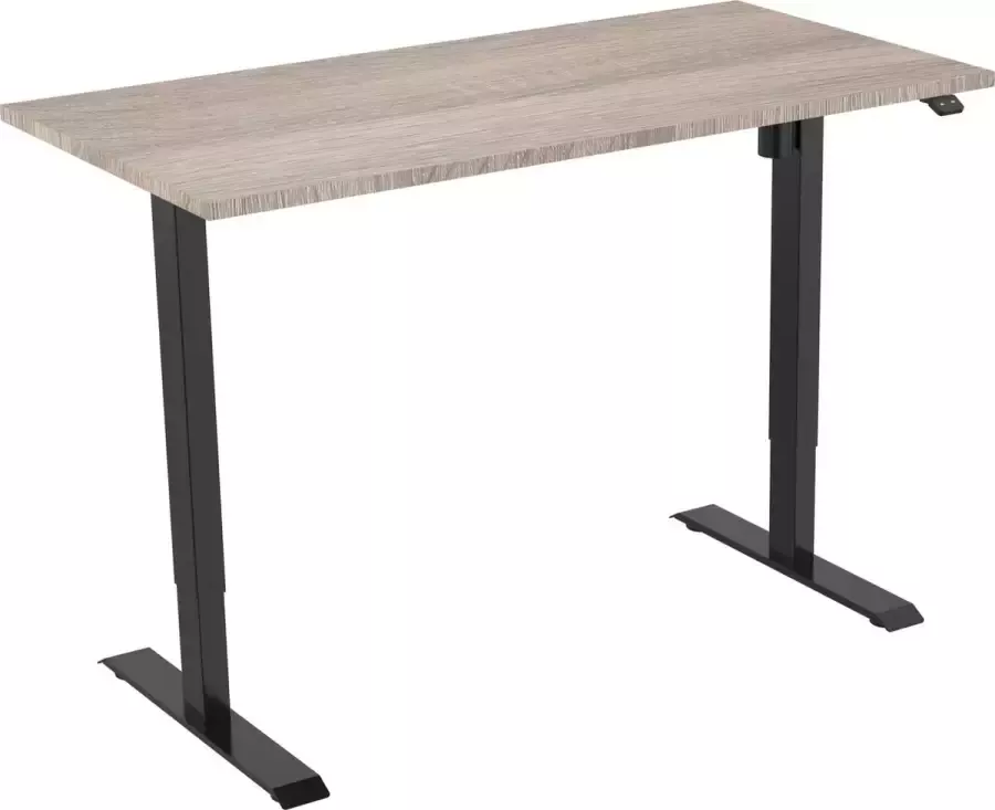 Euroseats OrangeLabel S1 Desk Zit sta elektrisch. Frame zwart en blad Robson Eik 160x80cm