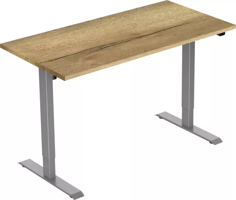 Euroseats OrangeLabel Z1 Desk Zit Sta. Framekleur grijs en blad Natuur Eik 120x80cm. Elektrisch in hoogte verstelbaar