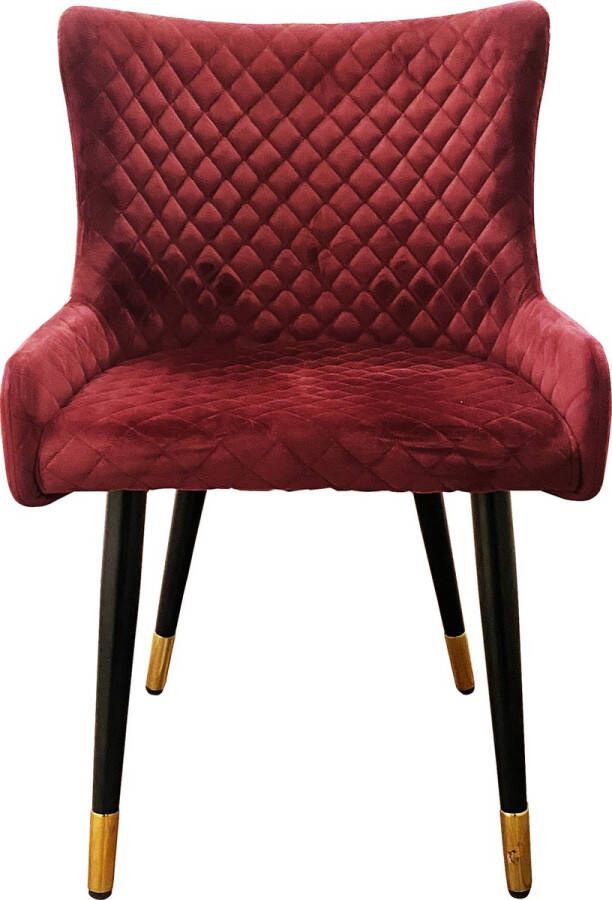Eurosit classic collectie eetkamerstoel 12040 Velvet Rood met messing pootjes