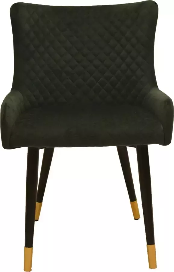Eurosit Eetkamerstoel 12040 in Velvet Groen met messing pootjes
