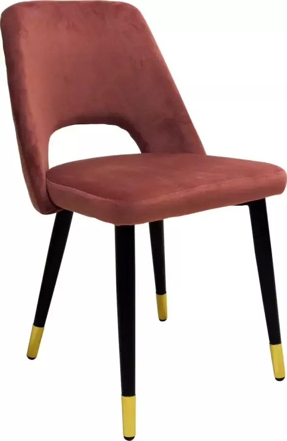 Eurosit Eetkamerstoel Luzern in Velvet Roze met messing pootjes
