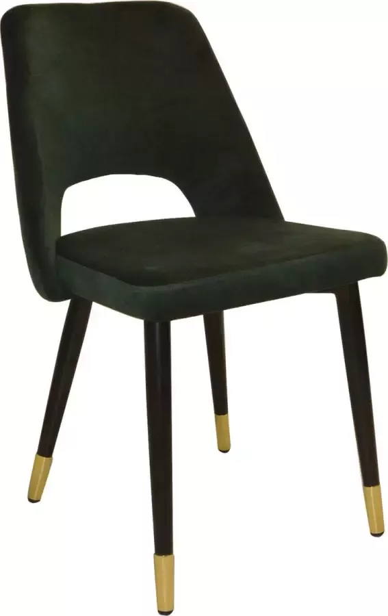 Eurosit Eetkamerstoel Luzern in Velvet vintage groen met messing pootjes