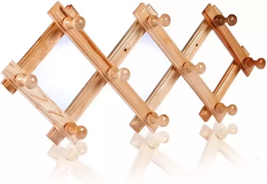 Eurostockdeals wandkapstok hout 10 haken muurkapstok uitschuifbaar kapstok garderobe