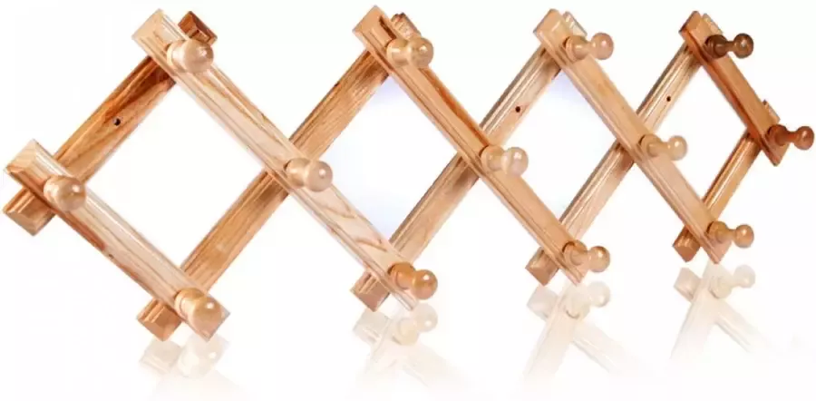 Eurostockdeals wandkapstok hout 13 haken muurkapstok uitschuifbaar kapstok garderobe
