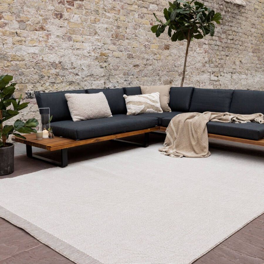 Eva Interior Buitenkleed Border Naturel Wit dubbelzijdig Polypropyleen 200 x 290 cm (L)