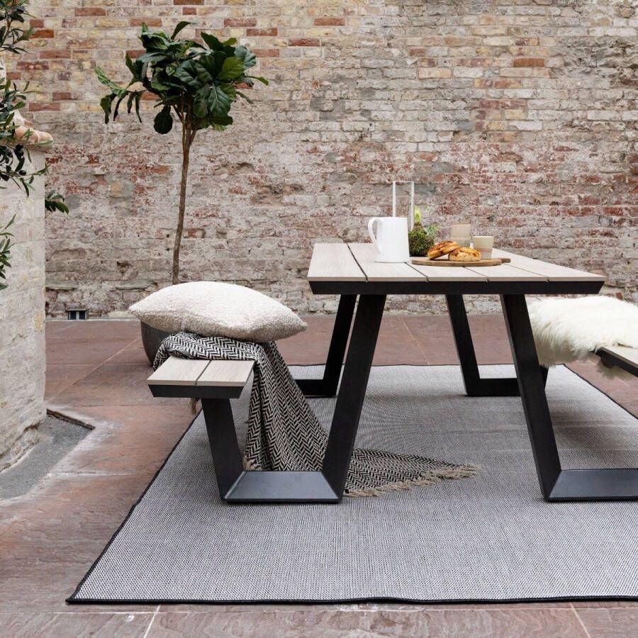 Eva Interior Buitenkleed Mono Zwart wit dubbelzijdig Polypropyleen 160 x 230 cm (M)