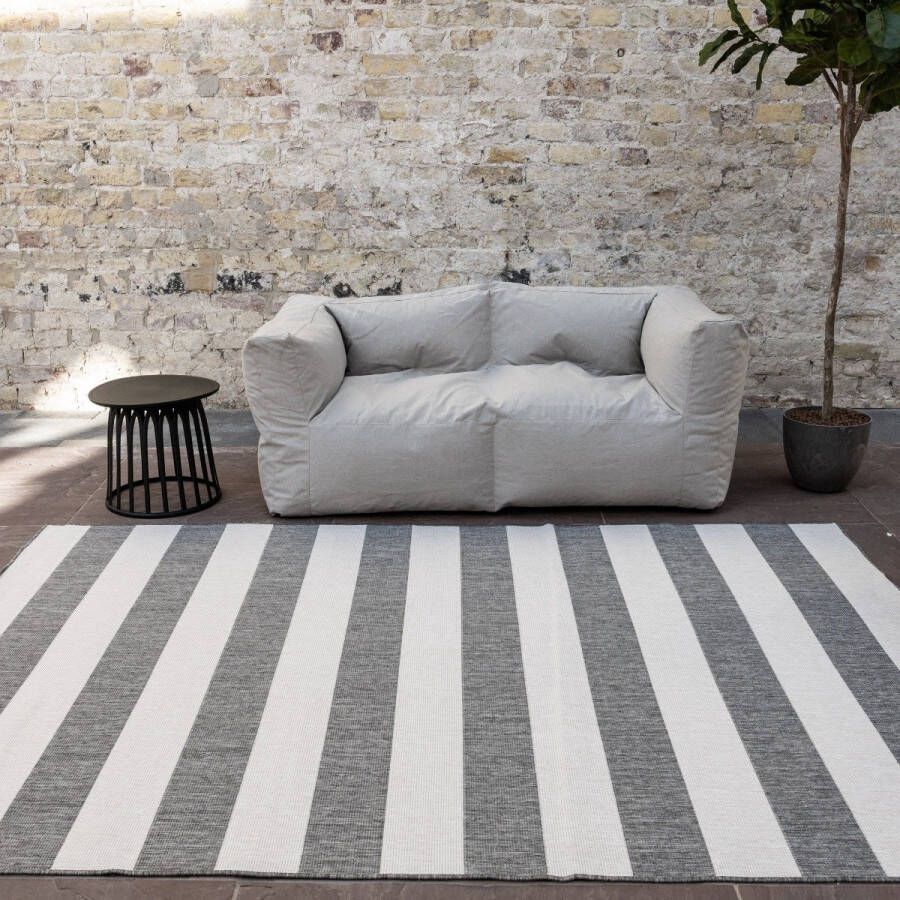 Eva Interior Buitenkleed Stripes Grijs Wit dubbelzijdig Grijs Antraciet Polypropyleen 240 x 340 (XL)