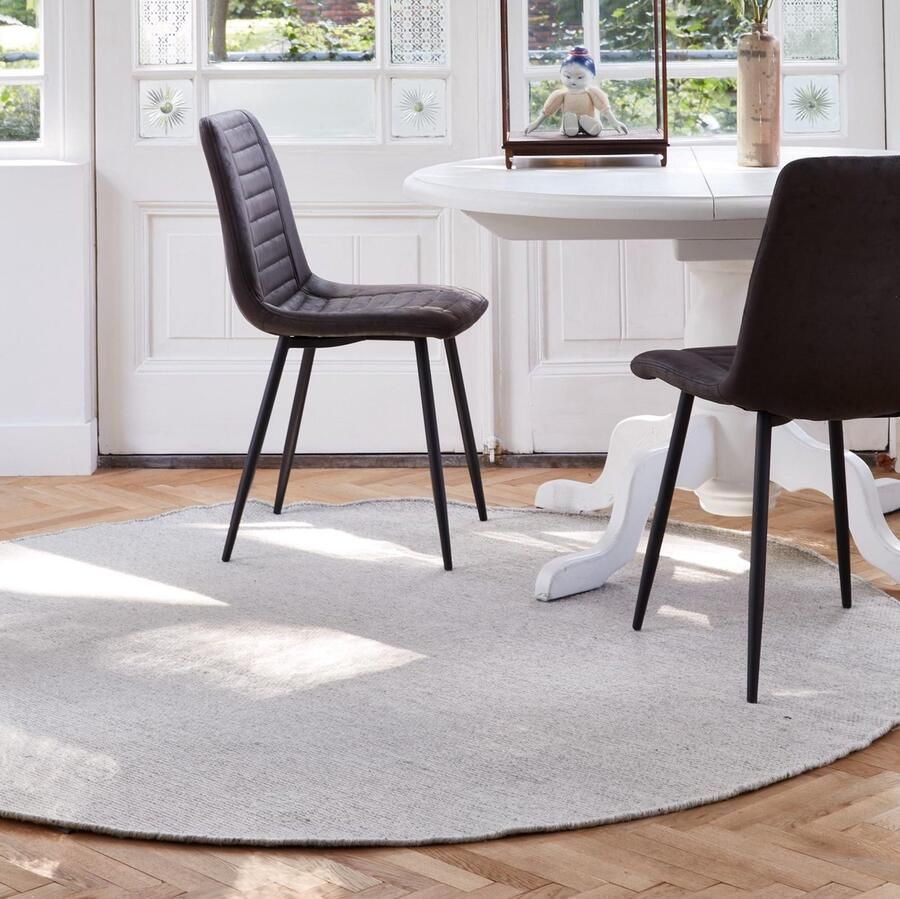 Eva Interior Rond vloerkleed wollen Grijs Cobble Stone Grijs Antraciet Grijs Rond 140 Ø (M)