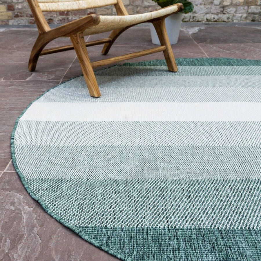 Eva Interior Rond Buitenkleed Boa Groen Wit dubbelzijdig 200 Ø (L)