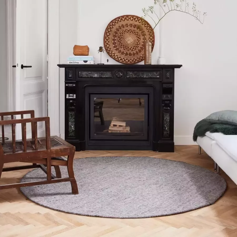 Eva Interior Rond vloerkleed wollen Antraciet Cobble Stone Grijs Antraciet Wol Rond 140 Ø (M)