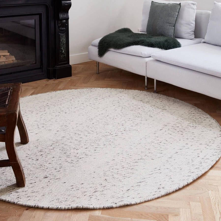 Eva Interior Rond vloerkleed wollen Antraciet Wit Cobble Stone Wol Rond 140 Ø (M)