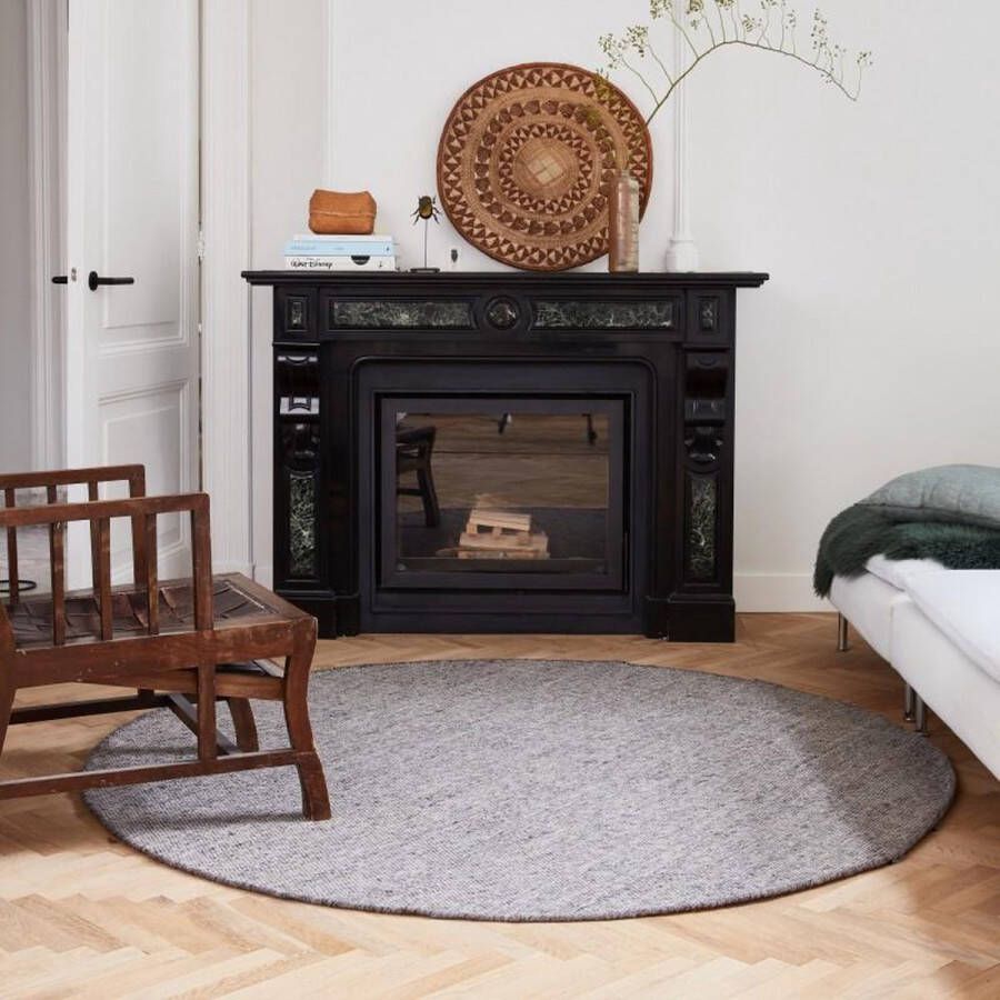 Eva Interior Rond vloerkleed wollen Grijs Cobble Stone Grijs Antraciet Wol Rond 200 Ø (L)