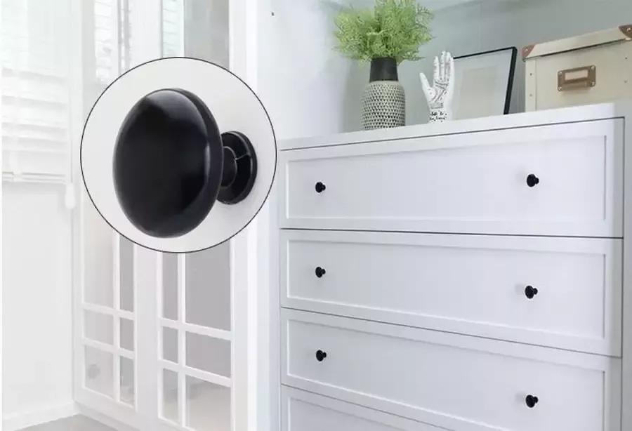 Kastknop Meubelknop Ladeknop Rond Zwart Industrieel-Modern-Meubelbeslag -Keukenbeslag